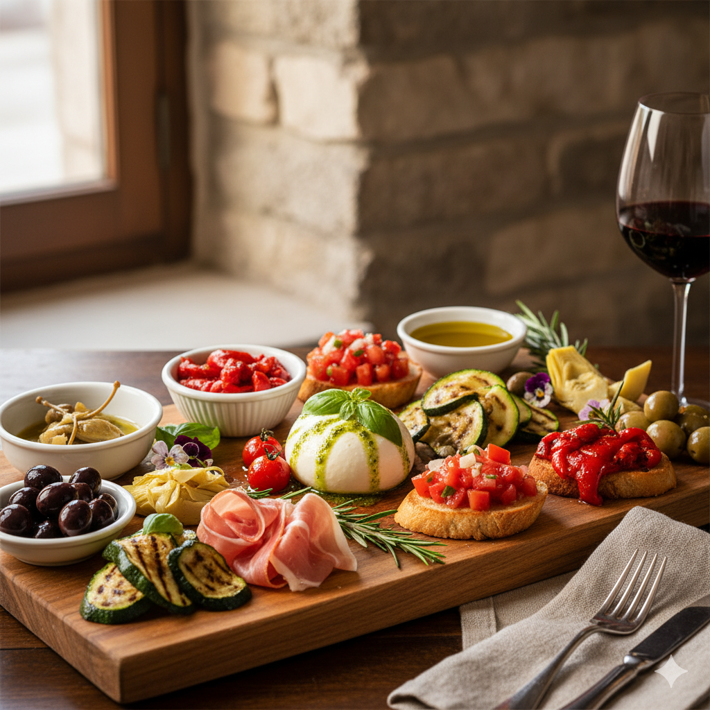 Una foto di antipasti eleganti
